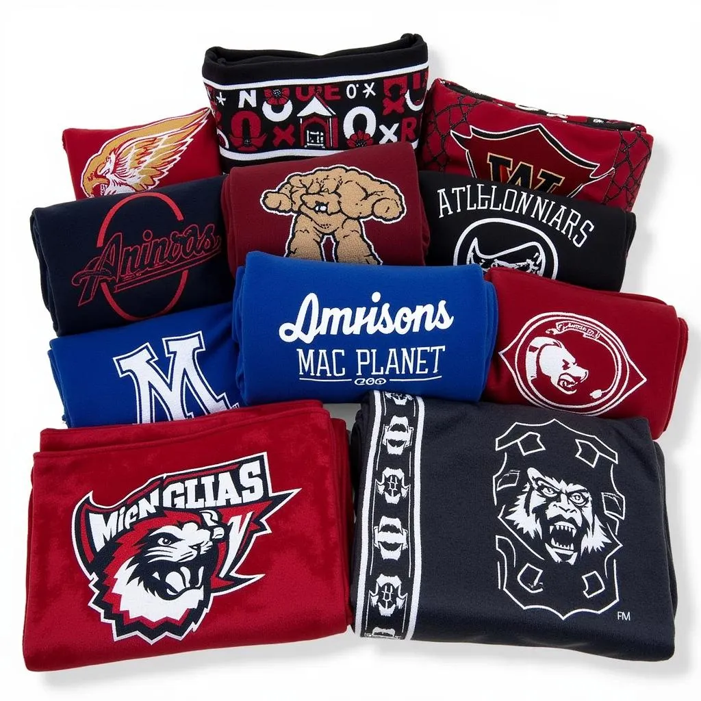 Different designs of collegiate throw blankets