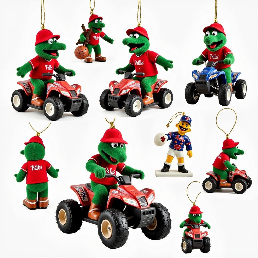 Different styles of Philly Phanatic ornaments