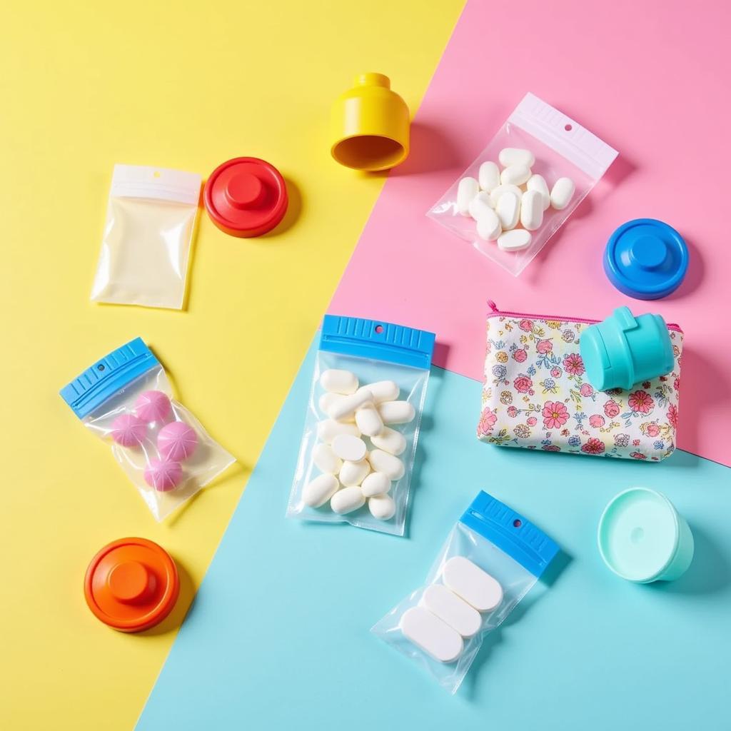  A variety of small pill bags in different colors and materials, showcasing their versatility.