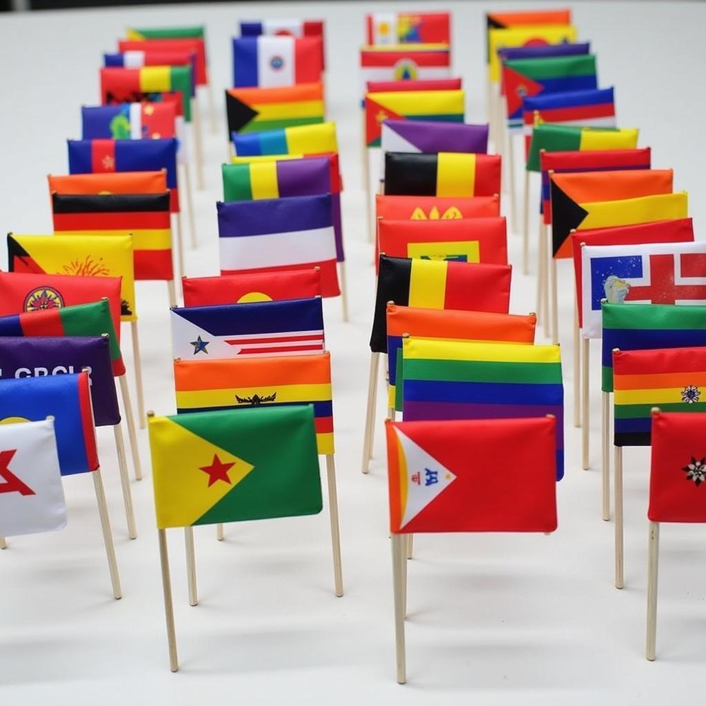 Assortment of small pride flags on sticks