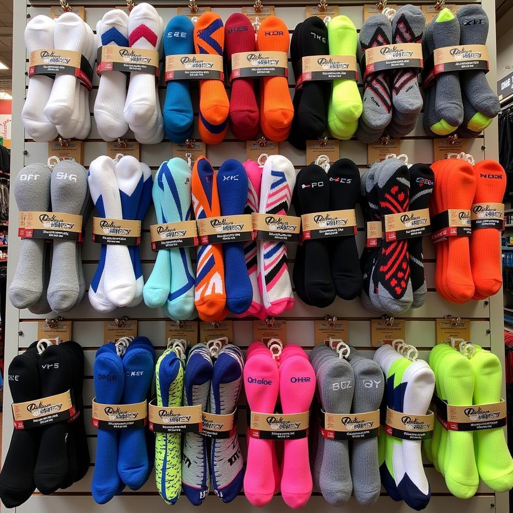 Variety of softball socks on display