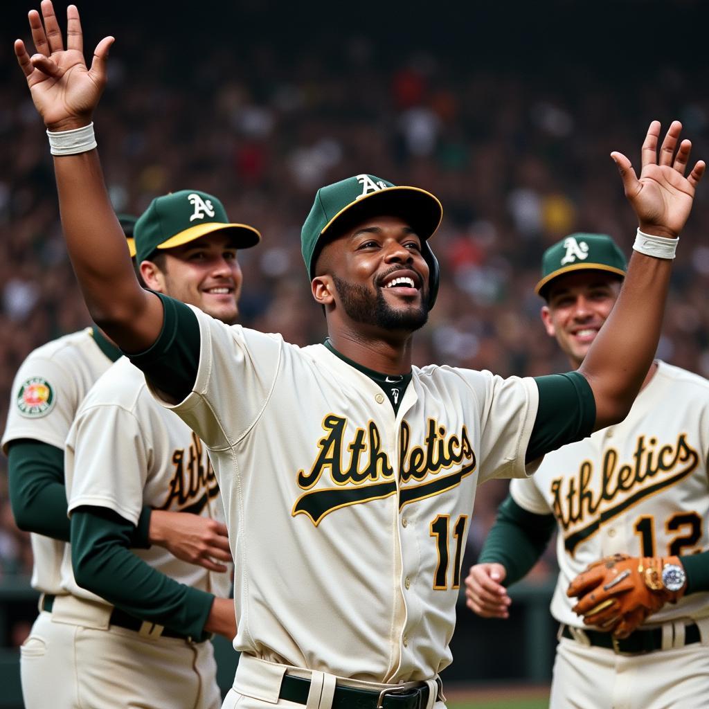 Vida Blue celebrating a World Series victory