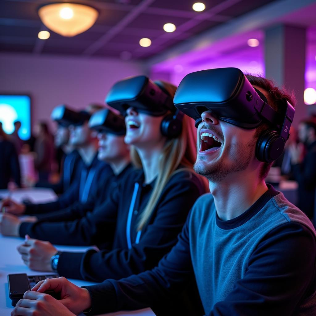 Attendees Trying Out VR Gaming at a Chicago Conference