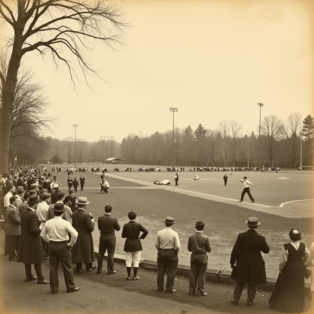 A vintage baseball game in Cromwell park