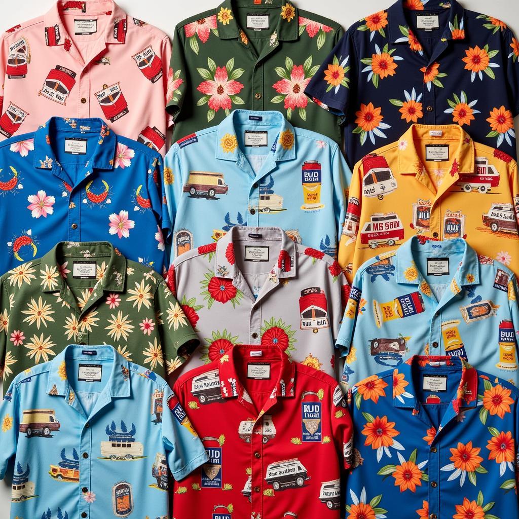 A curated collection of vintage Bud Light Hawaiian shirts