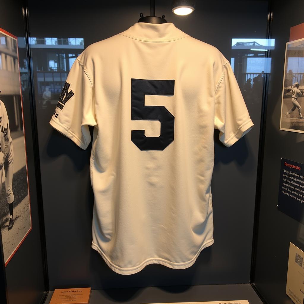 Vintage DiMaggio jersey on display