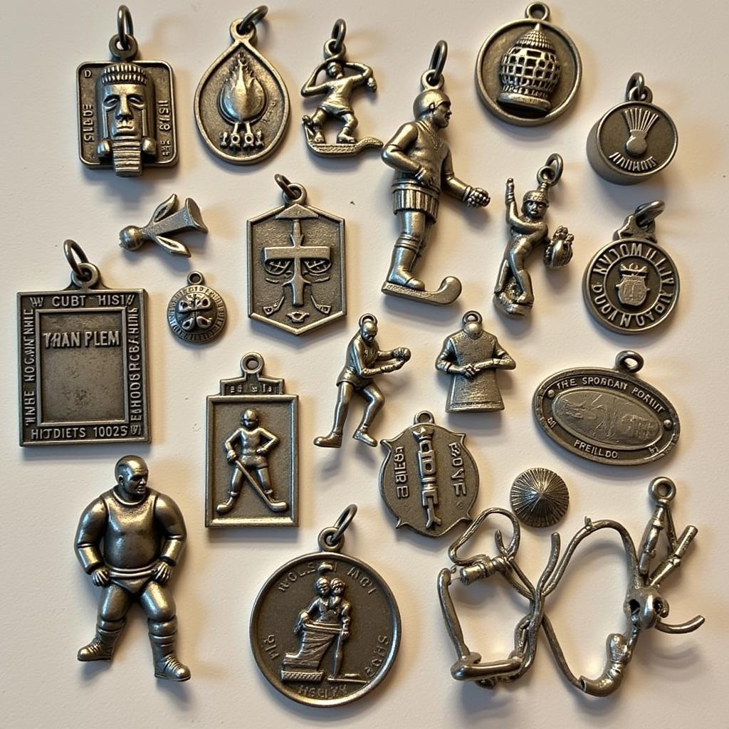 Display of Vintage Hockey Charms