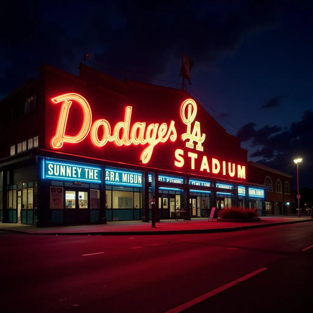 Vintage LA Dodgers Neon Sign at Dodger Stadium