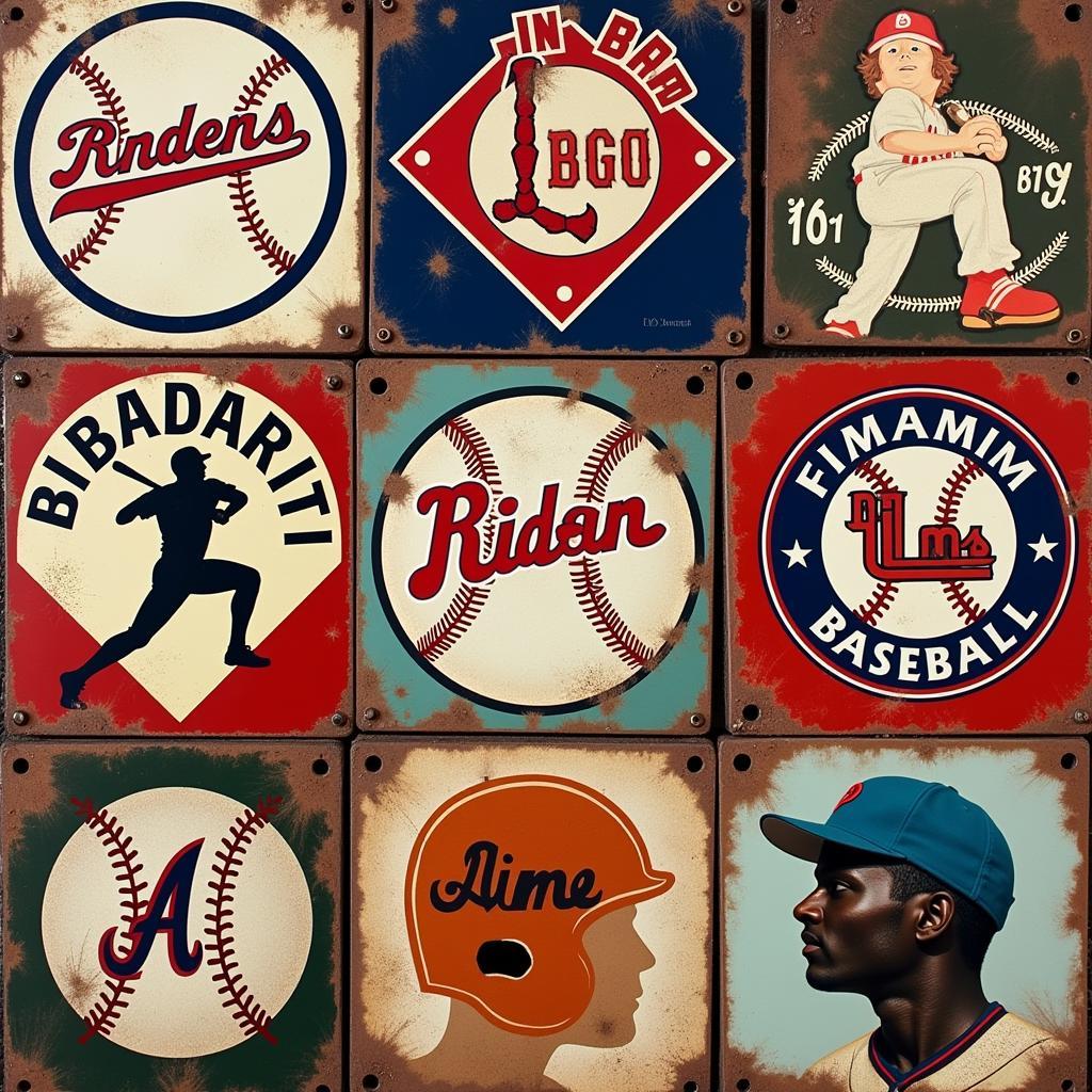 Vintage Metal Baseball Signs