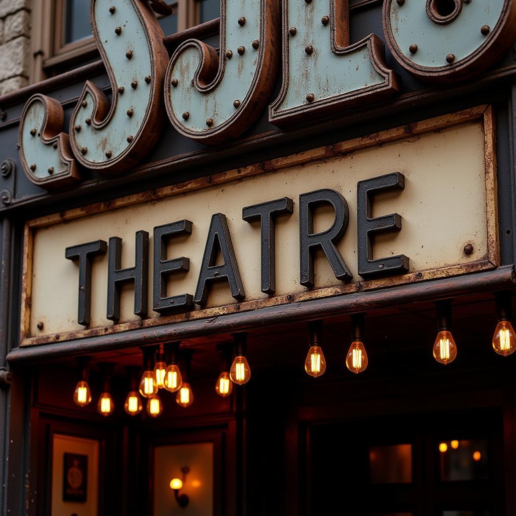 Vintage Metal Marquee Letters Illuminating a Theater