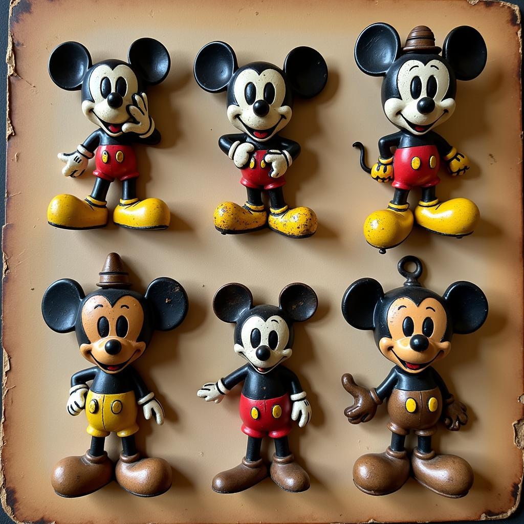 A colorful collection of vintage Mickey Mouse pins.