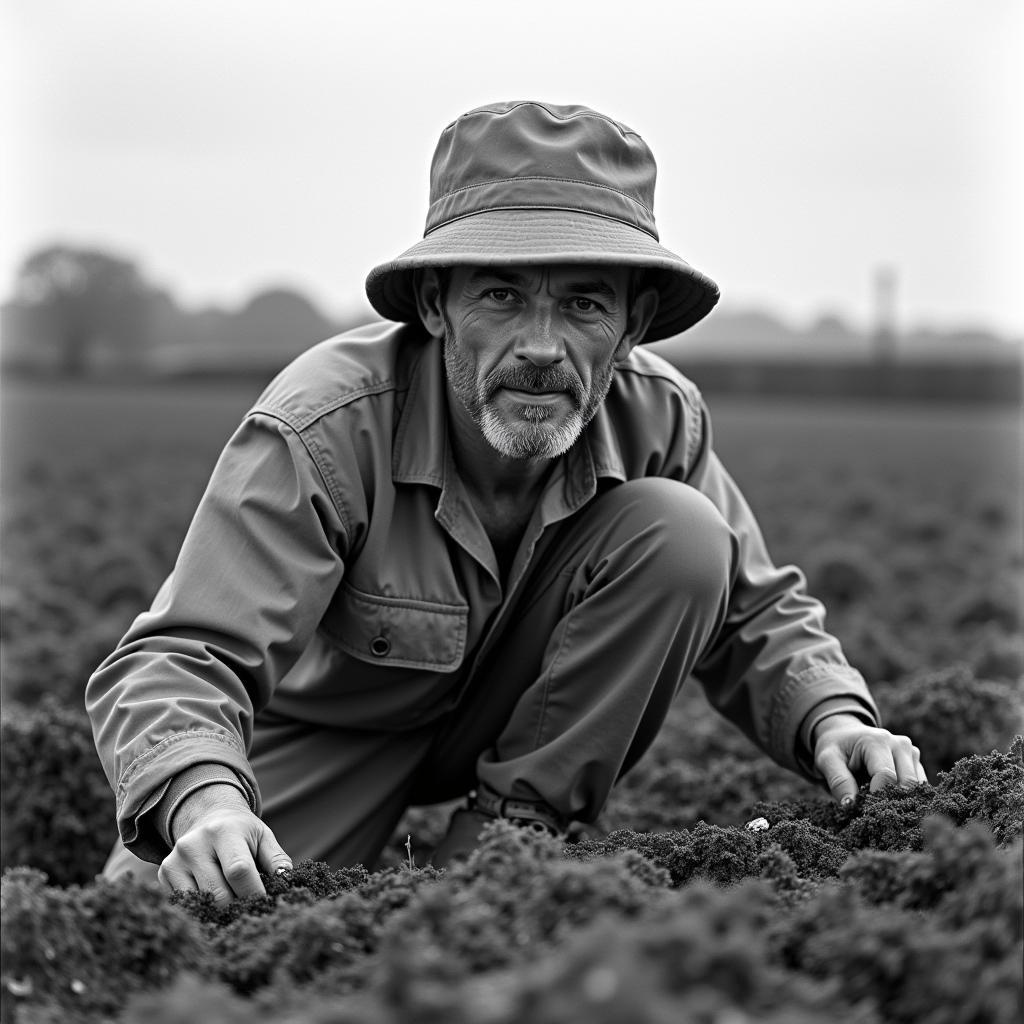 Vintage Photo of Irish Farmer Wearing a Bucket Hat