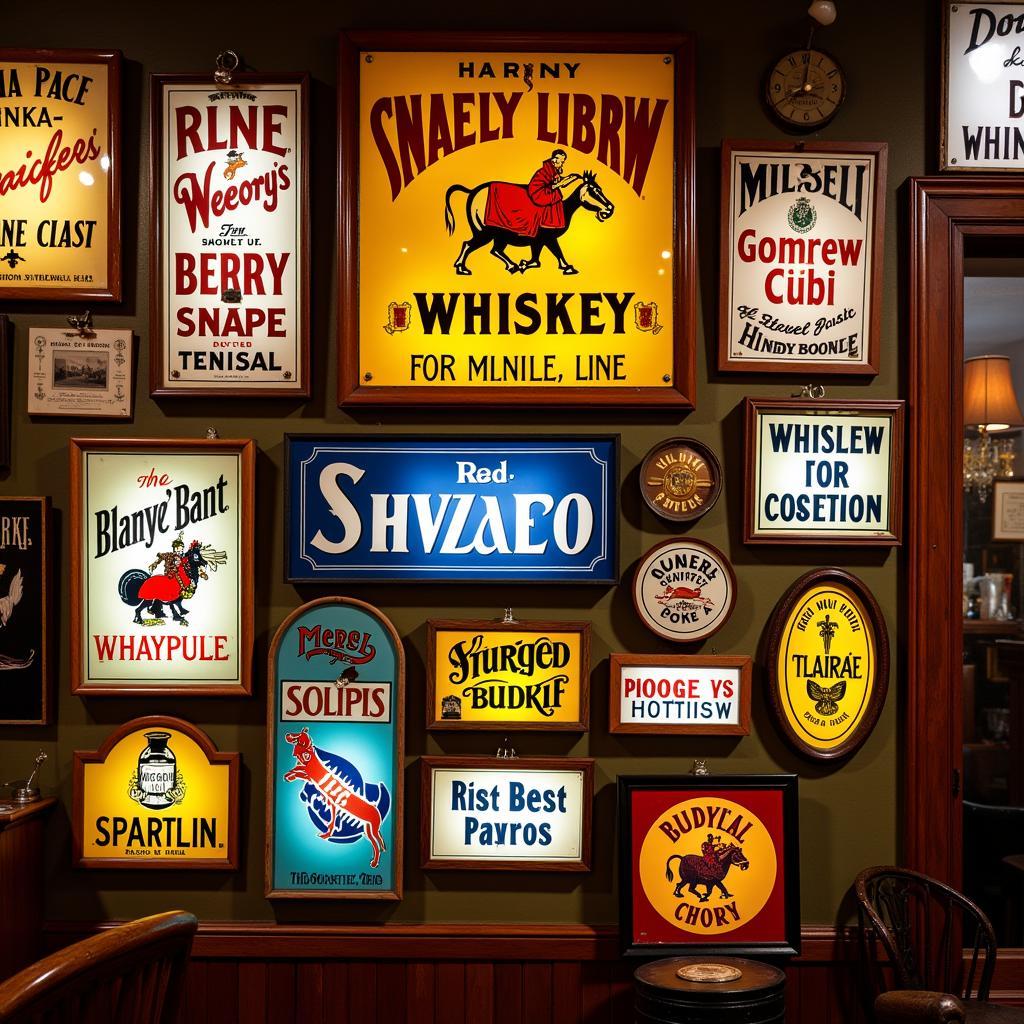 A Collection of Vintage Whiskey Signs