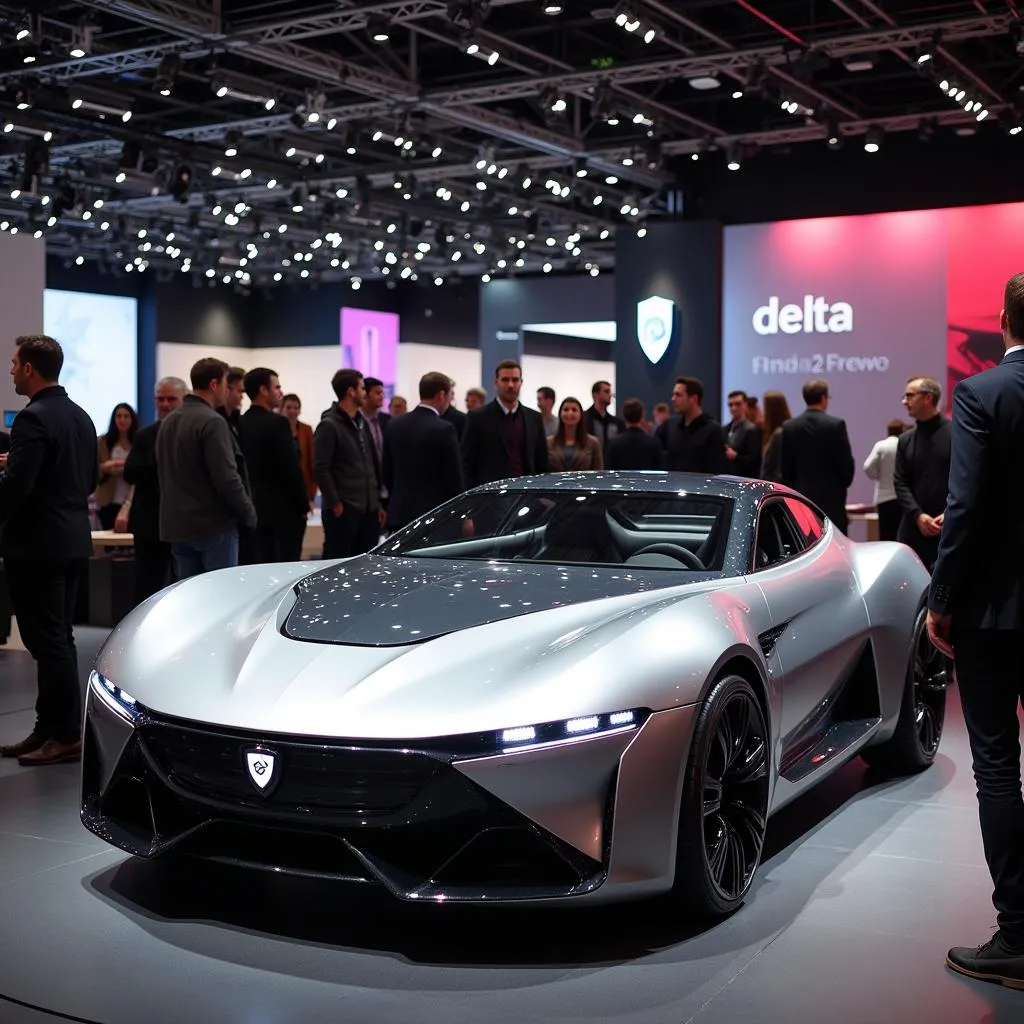 Visitors Admiring a Concept Car at Delta Car Show