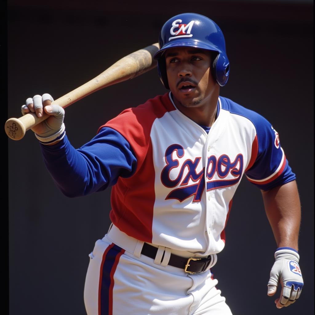 Vladimir Guerrero wearing a Montreal Expos jersey during a game.