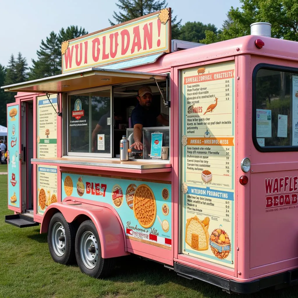 Waffle food truck menu board