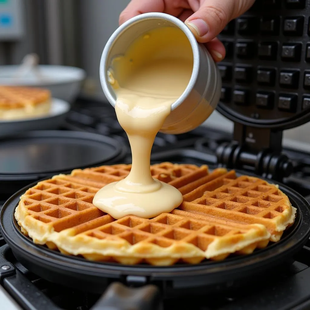 Professional waffle iron in a food truck