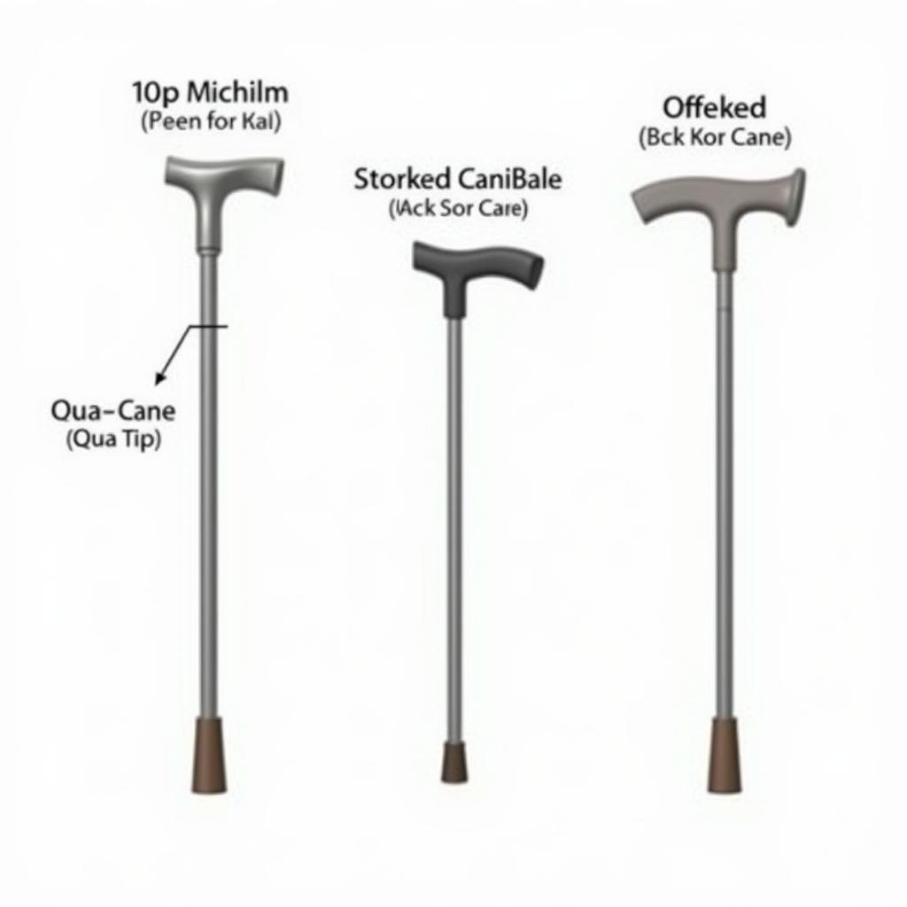 Different walking cane base types for varied stability needs