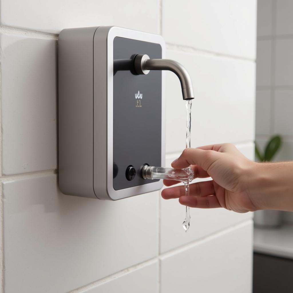 Wall-mounted alcohol pump dispenser in a hospital setting