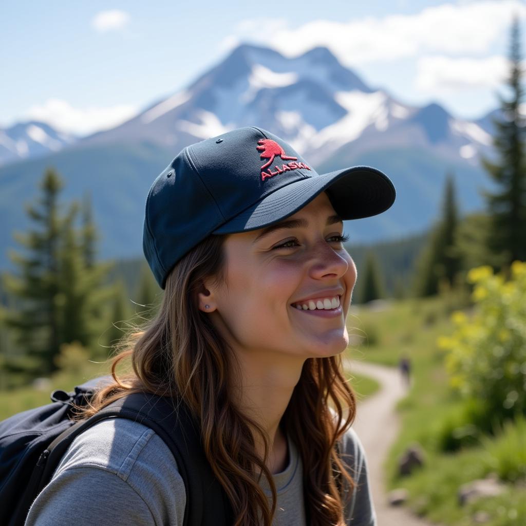 Wearing Alaska Ball Cap While Hiking