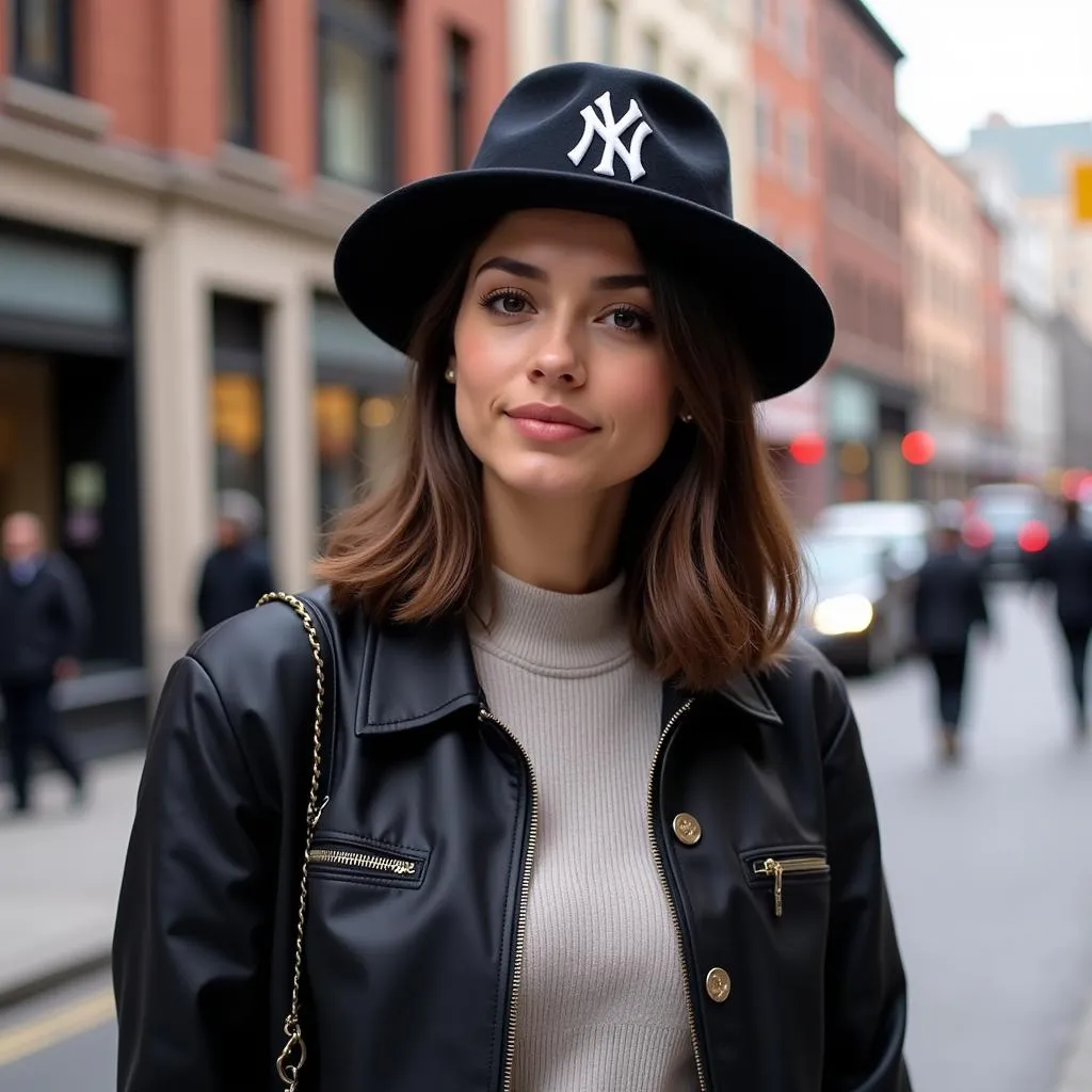 Person wearing a Bronx hat with confidence