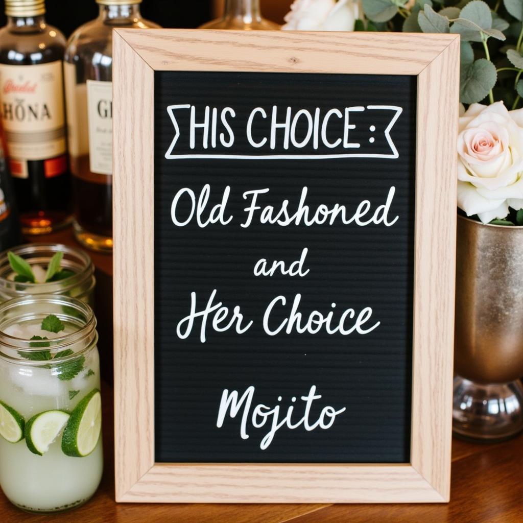 Wedding Signature Drink Display with Personalized Sign