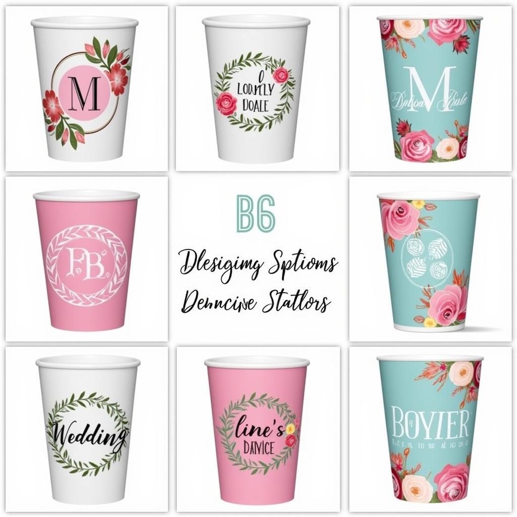 Different design options available for personalized wedding stadium cups.