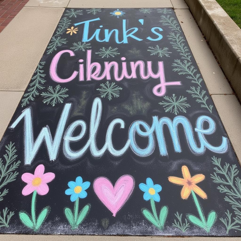 Colorful welcome sidewalk chalk sign