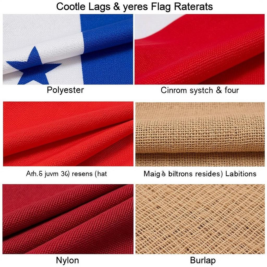 Close-up of different welcome yard flag materials