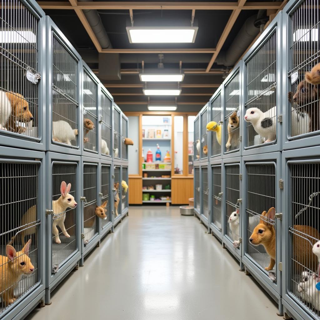 Spacious and well-ventilated pet shop display cages