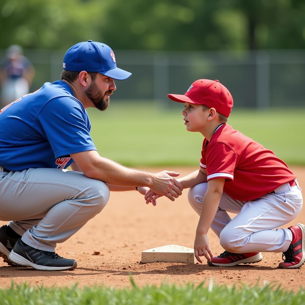 Westbrook Little League Coach Giving Instructions