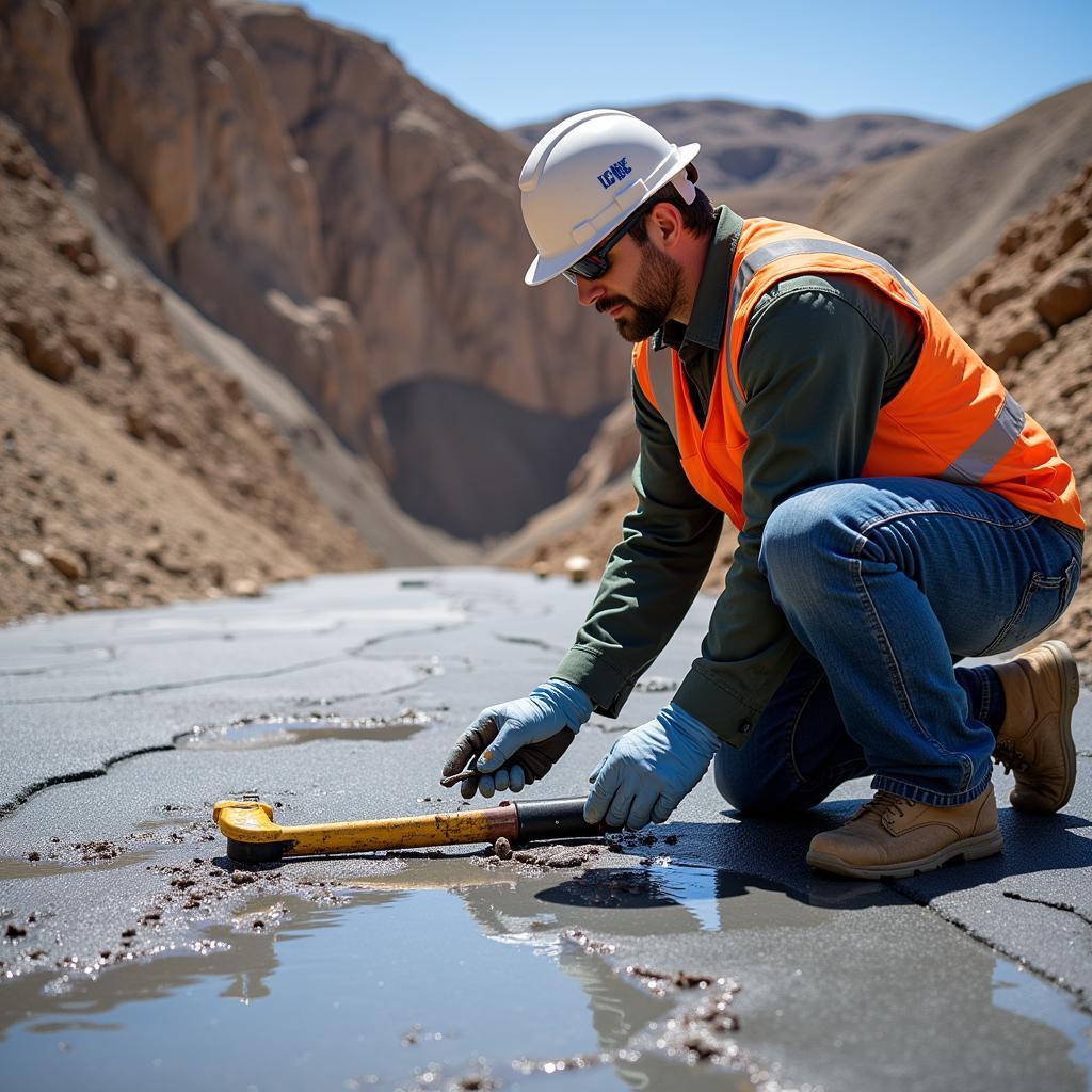 Inspecting a Western Pit Liner for Damage