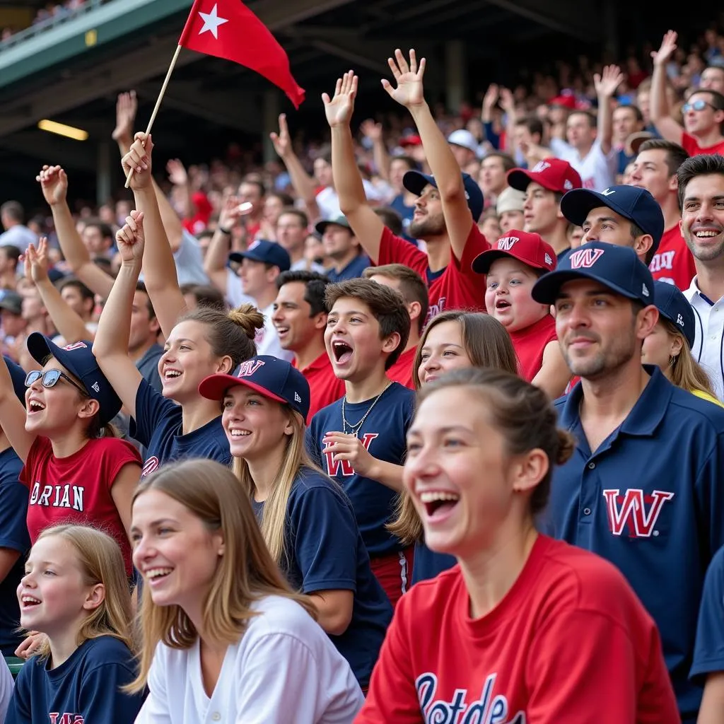 Wharton baseball fans cheering in the stands