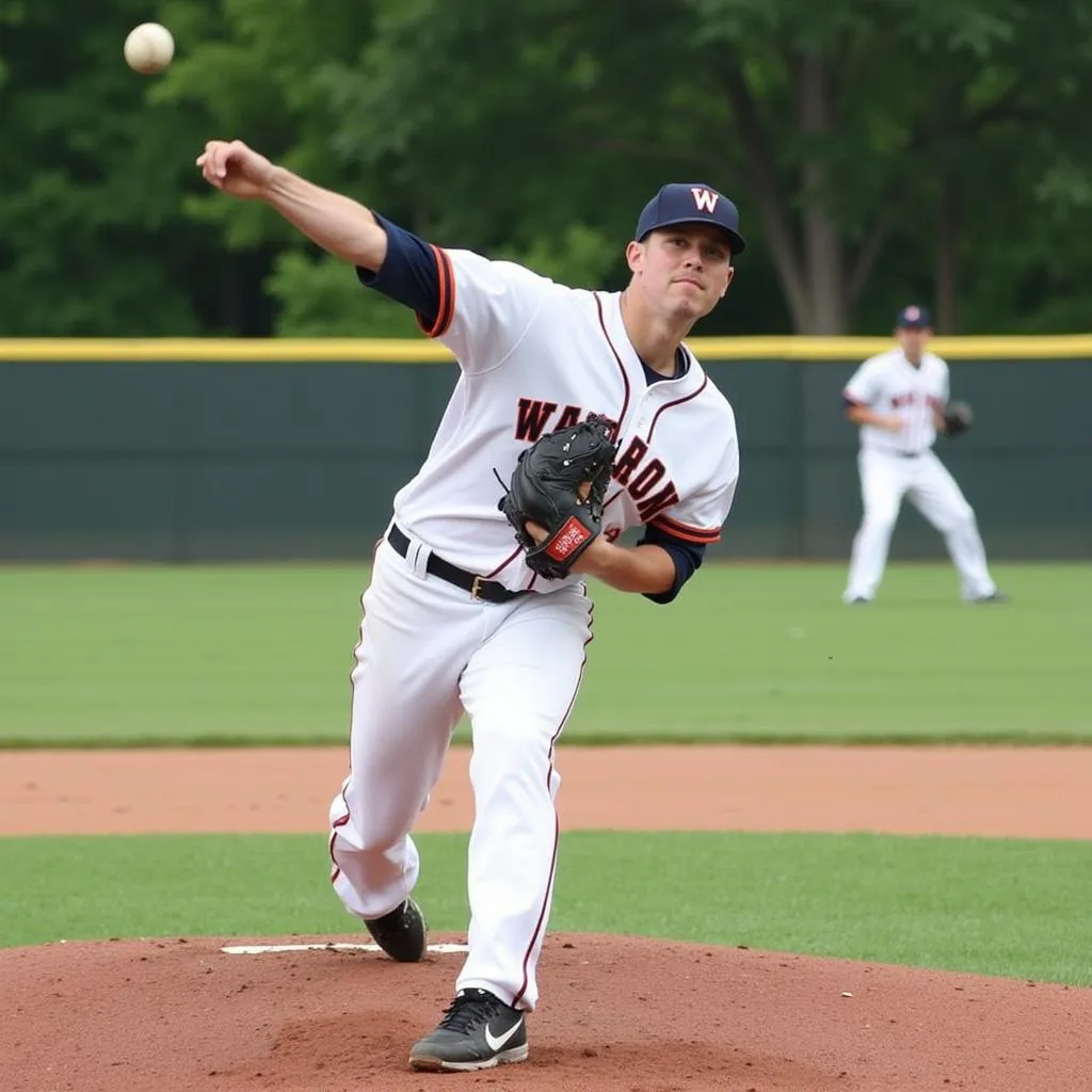 Wharton pitcher throwing a fastball