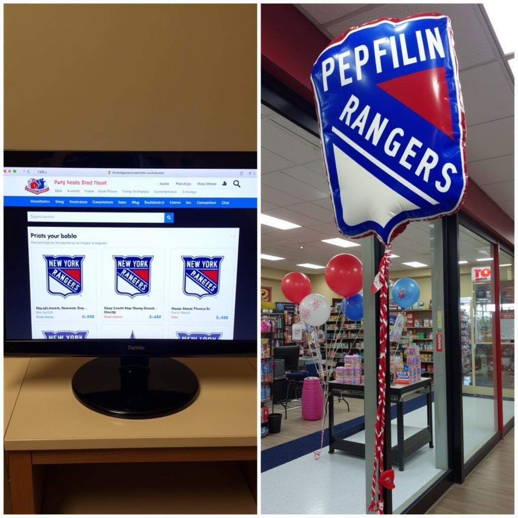 A selection of online and offline stores selling New York Rangers balloons