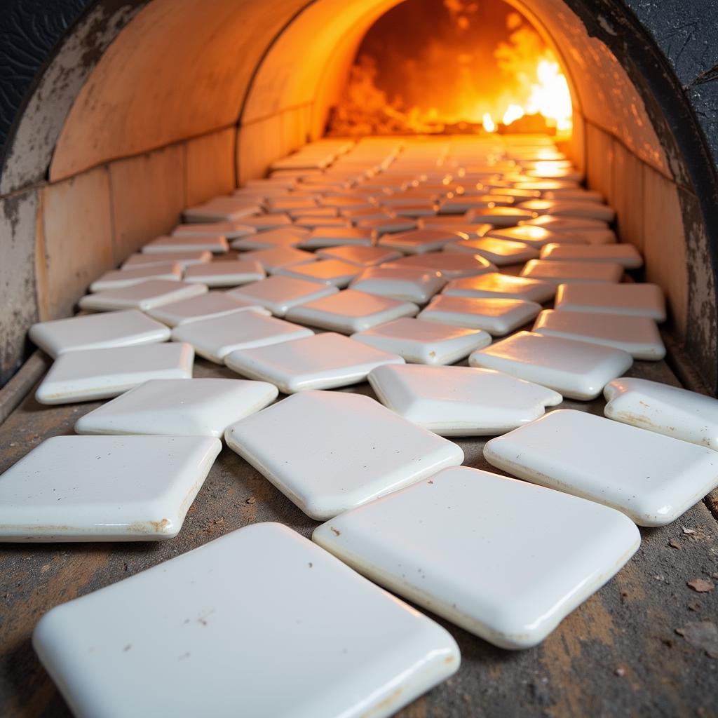 White HT Ceramic Tiles in a Kiln