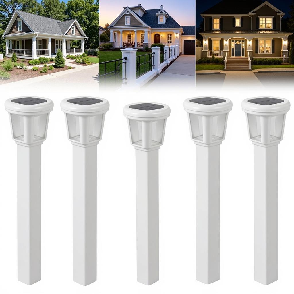 Various Styles of White Solar Post Cap Lights