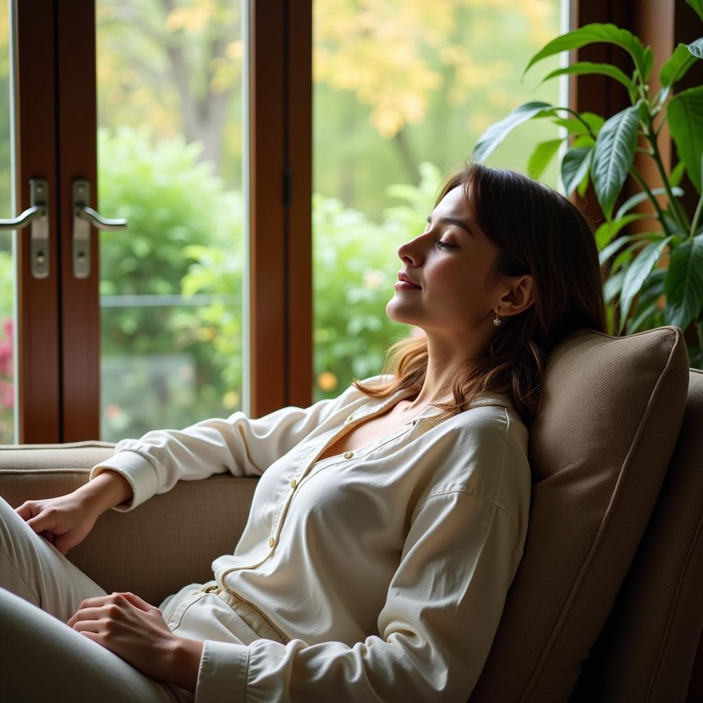 A person experiencing the relaxing effects of White Tiger strain