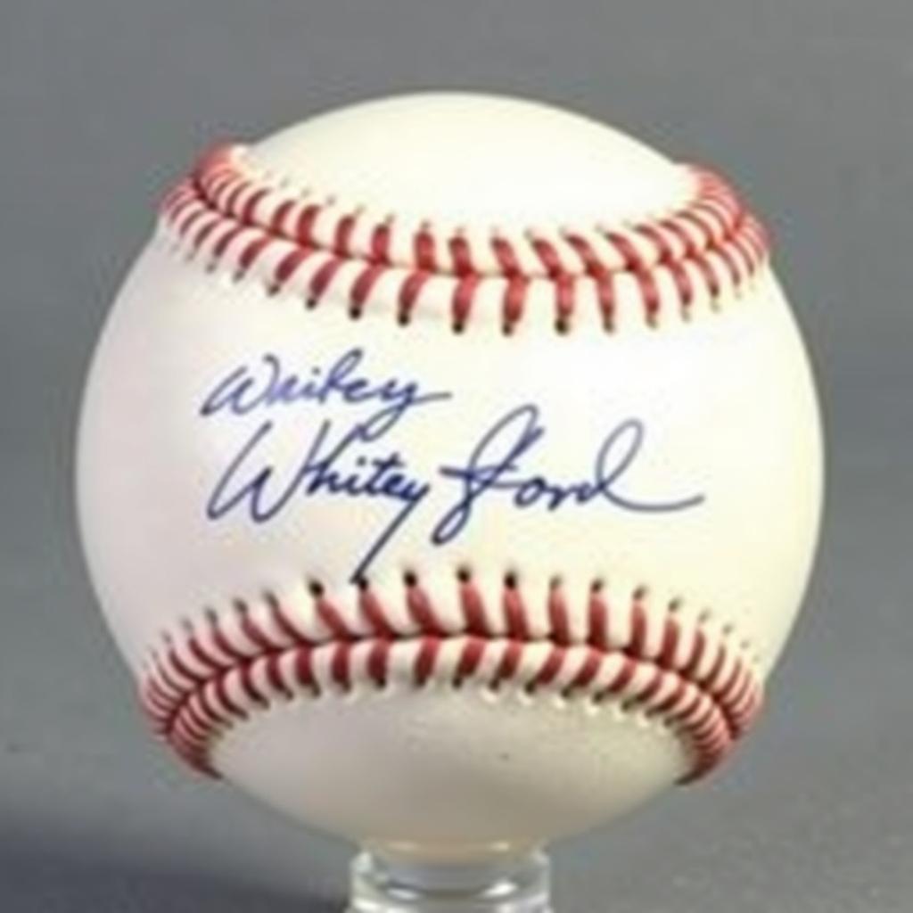 Whitey Ford signed baseball photo