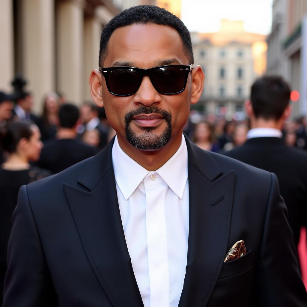 Will Smith sporting sunglasses on the red carpet