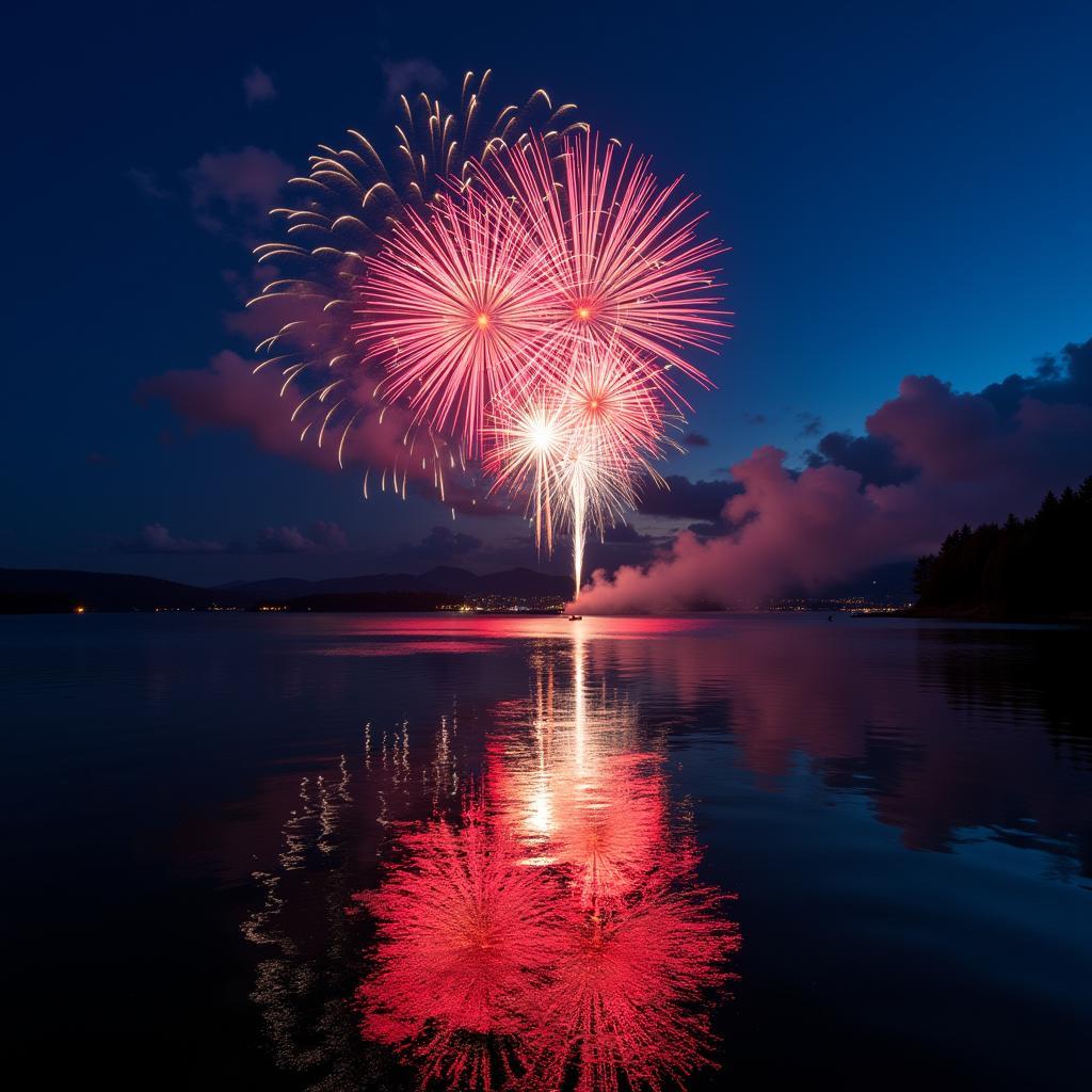 Spectacular Fireworks Display Over Geneva Lake, Williams Bay