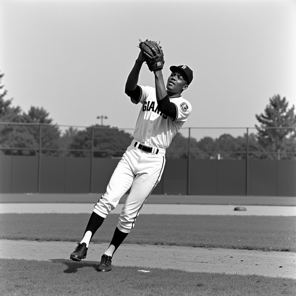 Willie Mays in action wearing his San Francisco Giants Jersey