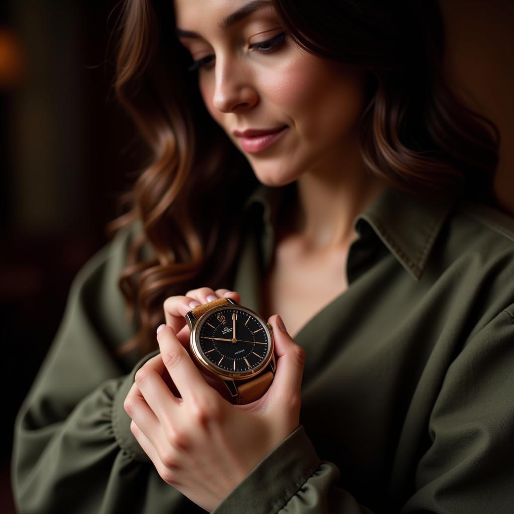 Woman Adjusting Her Cardinal Watch