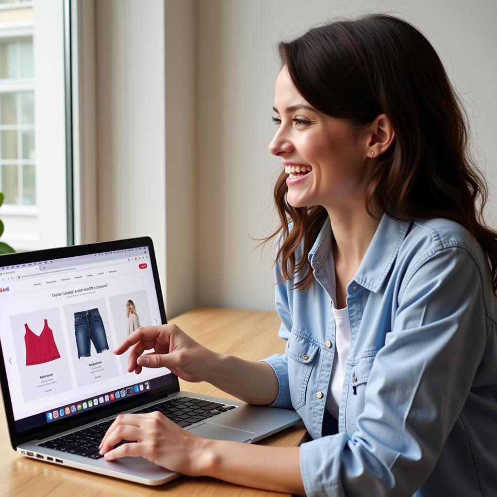 Person browsing online for ovarian cancer awareness merchandise