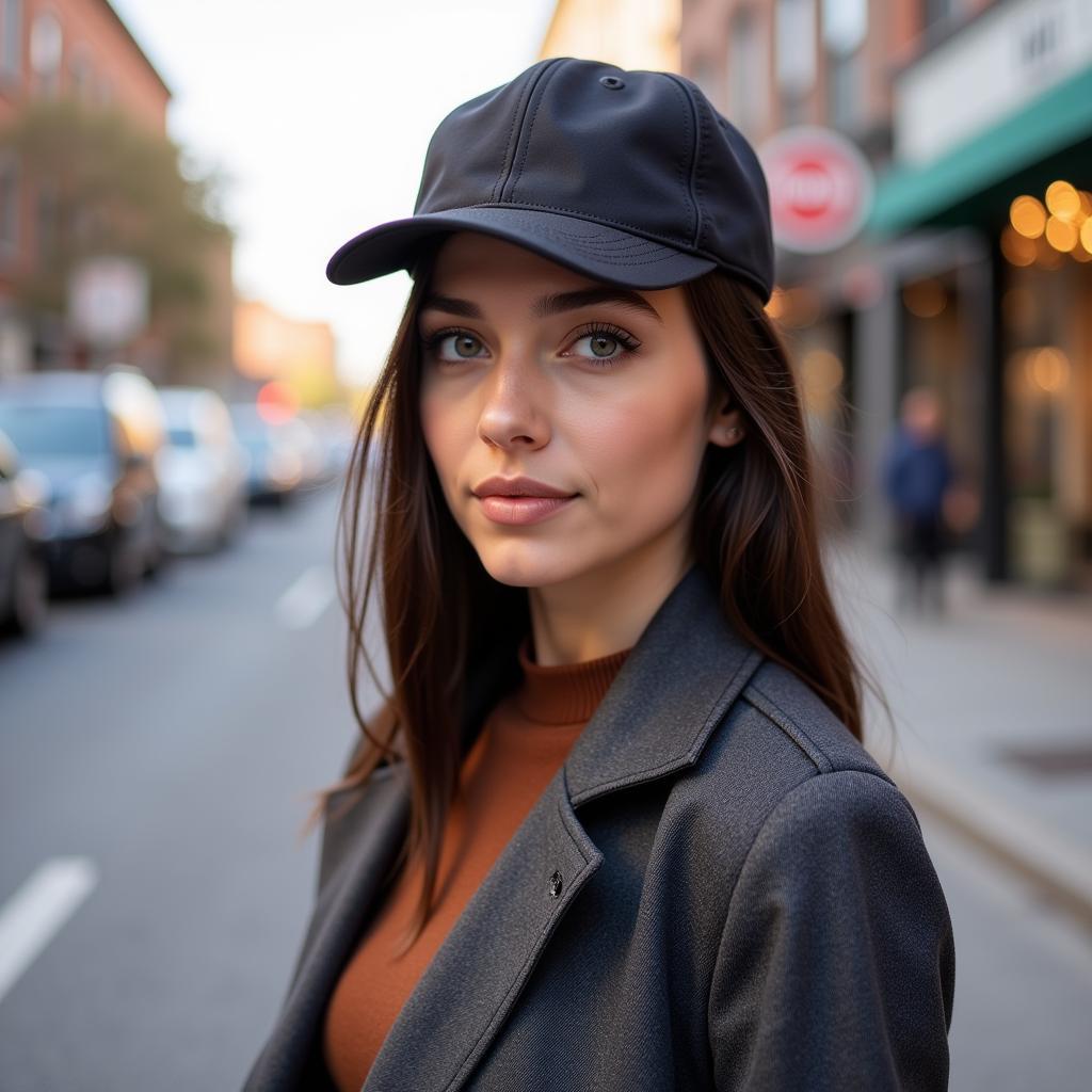 Woman wearing a band baseball hat