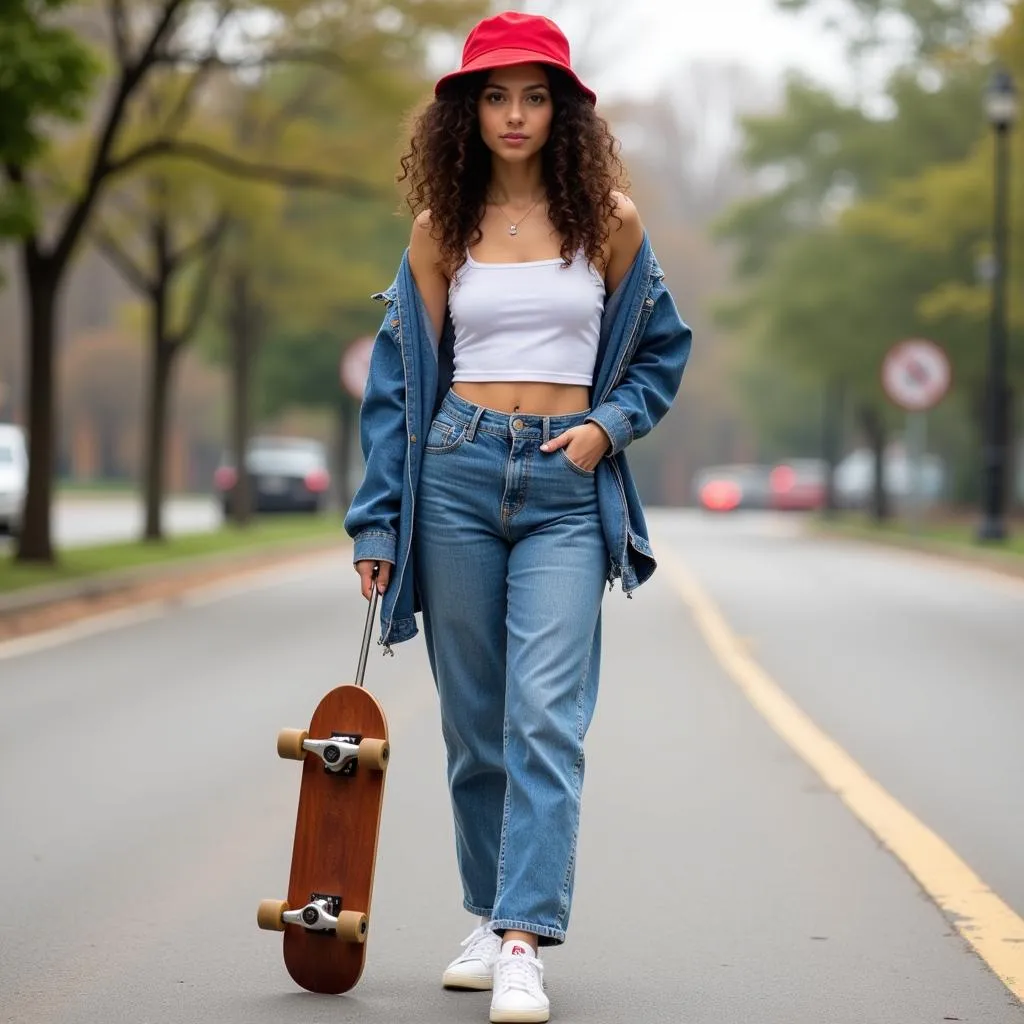 Woman in Red Bucket Hat