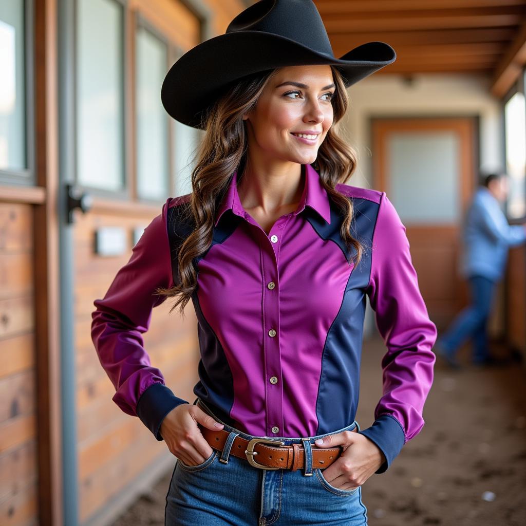 Women's barrel racing shirt with a fitted silhouette