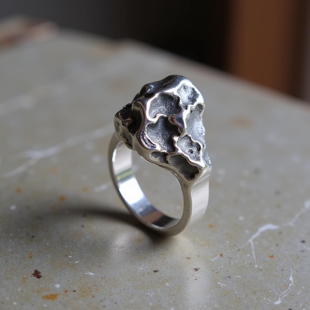 Silver Nugget Ring with Large Nugget