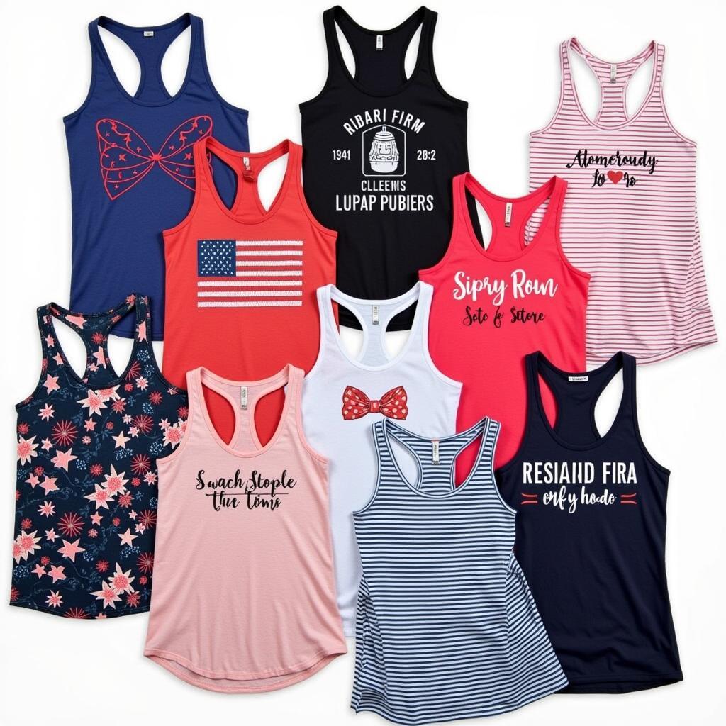 Variety of women's patriotic tank tops