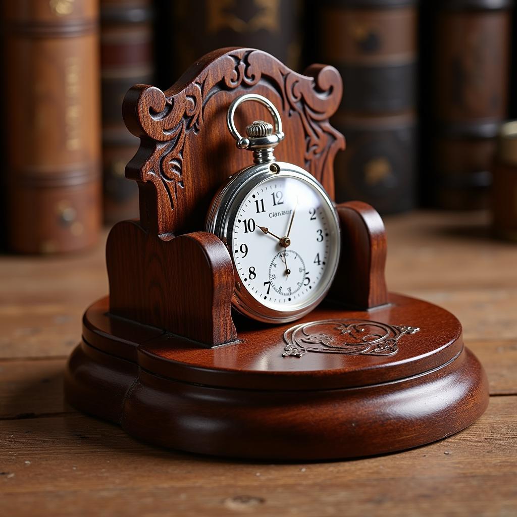 Wooden pocket watch display holder